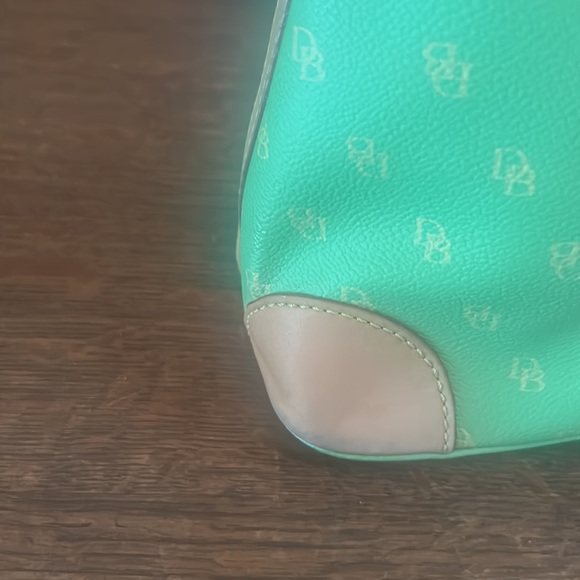 Dooney & Bourke Lime Green Coated Canvas Signature Print Satchel - Picture 3 of 16